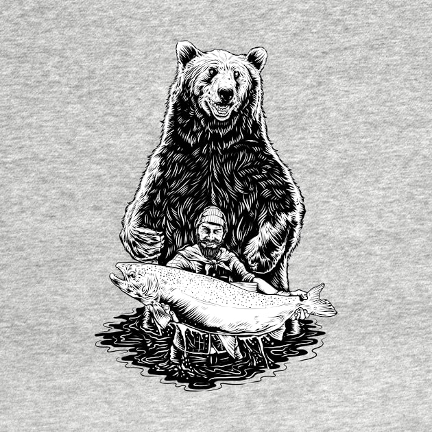 Vintage Bear Fish Fisherman by Evoke Collective